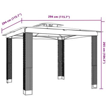 Cream Gazebo with Double Roof - 2.94x2.94m Steel Structure