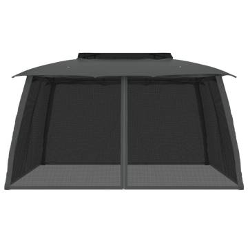 Gazebo with Double Roof & Mesh Walls - Anthracite 3.93x2.93m