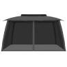 Gazebo with Double Roof & Mesh Walls - Anthracite 3.93x2.93m