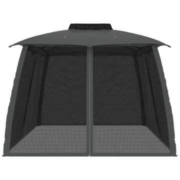 Gazebo with Double Roof & Mesh Walls - Anthracite 3.93x2.93m