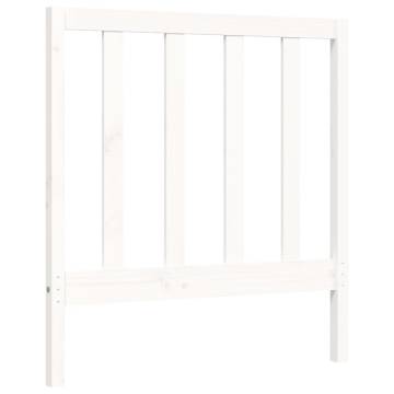 White Solid Wood Bed Frame with Headboard - 100x200 cm