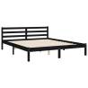 Bed Frame with Headboard Black - 160x200 cm Solid Wood