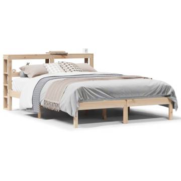 King Size Bed Frame with Headboard - Solid Pine Wood | HipoMarket