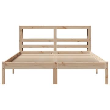 King Size Bed Frame with Headboard - Solid Pine Wood | HipoMarket