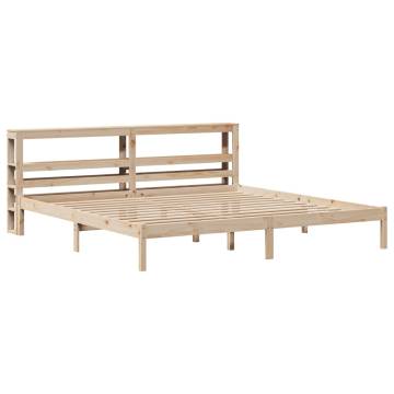 Bed Frame with Headboard 200x200 cm Solid Pine Wood | HipoMarket