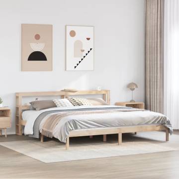 Bed Frame with Headboard 200x200 cm Solid Pine Wood | HipoMarket