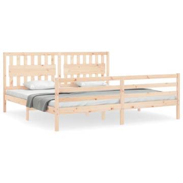 Solid Wood Bed Frame with Headboard 200x200 cm | HipoMarket