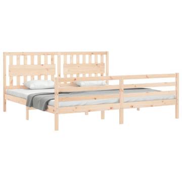 Solid Wood Bed Frame with Headboard 200x200 cm | HipoMarket