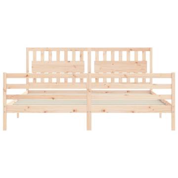 Solid Wood Bed Frame with Headboard 200x200 cm | HipoMarket