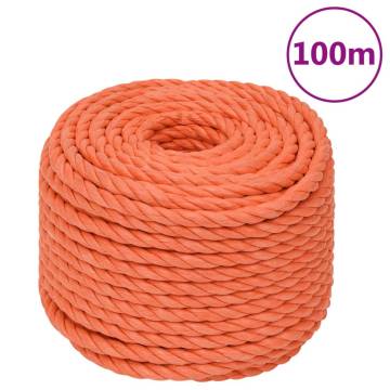 Durable 20mm Orange Work Rope - 100m Polypropylene | HipoMarket