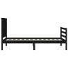 Black Single Bed Frame with Headboard - Solid Wood Design