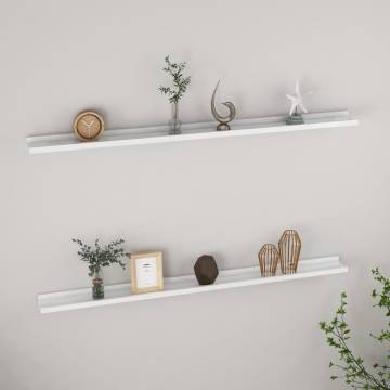 Stylish High Gloss White Wall Shelves - Set of 2