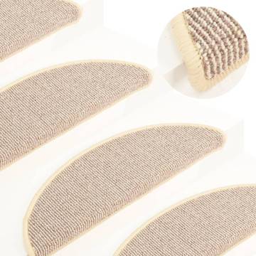 Carpet Stair Treads - 15 pcs White & Brown | Hipomarket