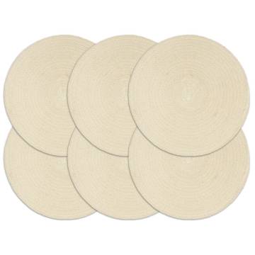 Natural Cotton Placemats - 6 pcs Round 38 cm | HipoMarket