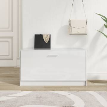 Stylish High Gloss White Shoe Bench - 80x24x45 cm