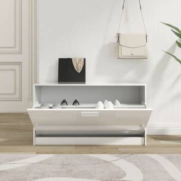 Stylish High Gloss White Shoe Bench - 80x24x45 cm