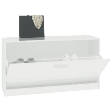 Stylish High Gloss White Shoe Bench - 80x24x45 cm