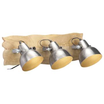 Industrial Wall Lamp Silver 68x23 cm E27 Mango Wood