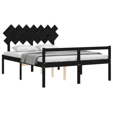 Black King Size Bed Frame with Headboard - 150x200 cm