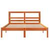 Wax Brown Bed Frame with Headboard - Solid Pine Wood 120x190 cm