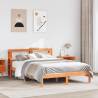 Bed Frame with Headboard Wax Brown 140x190 cm Solid Wood Pine