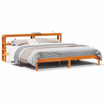 Wax Brown Super King Bed Frame with Headboard - 180x200 cm