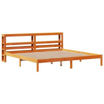 Wax Brown Super King Bed Frame with Headboard - 180x200 cm