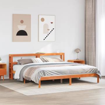 Wax Brown Super King Bed Frame with Headboard - 180x200 cm