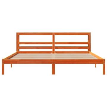 Wax Brown Super King Bed Frame with Headboard - 180x200 cm