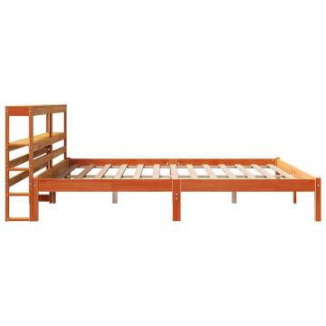 Wax Brown Super King Bed Frame with Headboard - 180x200 cm