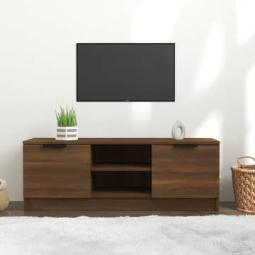 Stylish Brown Oak TV Cabinet - 102x35x36.5 cm