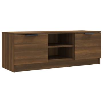 Stylish Brown Oak TV Cabinet - 102x35x36.5 cm