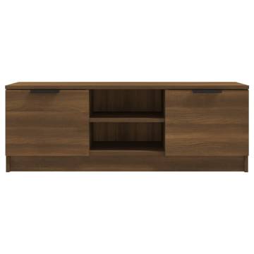 Stylish Brown Oak TV Cabinet - 102x35x36.5 cm