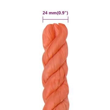 Durable 24mm Orange Work Rope - 25m Polypropylene