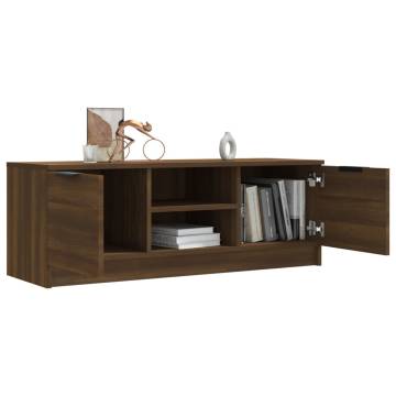 Stylish Brown Oak TV Cabinet - 102x35x36.5 cm