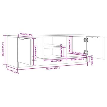 Stylish Brown Oak TV Cabinet - 102x35x36.5 cm