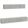 4 Piece TV Cabinet Set - Concrete Grey Engineered Wood