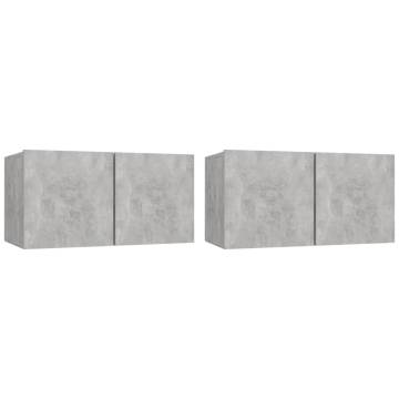 4 Piece TV Cabinet Set - Concrete Grey Engineered Wood