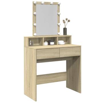 Dressing Table with LED | Sonoma Oak 80x41x144.5 cm