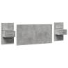 Concrete Grey Bed Headboard with Cabinets - 160 cm | HipoMarket