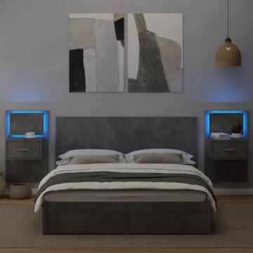 Concrete Grey Bed Headboard with Cabinets - 160 cm | HipoMarket