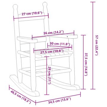 Comfortable White Rocking Chair for Children - Poplar Wood