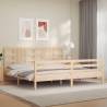 Bed Frame with Headboard 200x200 cm Solid Wood Colour natural Size 200 x 200 cm 