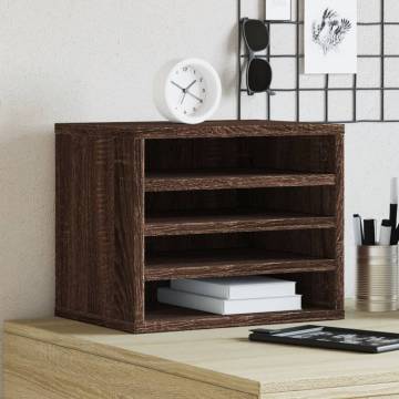 Brown Oak Desk Organiser - Durable & Stylish Storage Solution