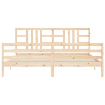 Solid Wood Bed Frame with Headboard - 200x200 cm | Hipo Market