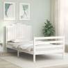 Bed Frame with Headboard White 100x200 cm Solid Wood Colour white Size 100 x 200 cm 