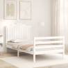 White Bed Frame with Headboard - Solid Pine Wood 100x200 cm