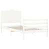 White Bed Frame with Headboard - Solid Pine Wood 100x200 cm