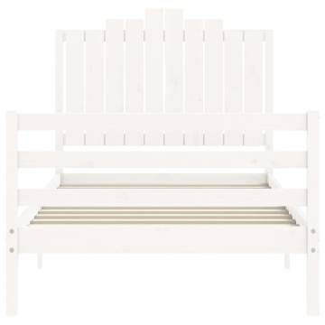 White Bed Frame with Headboard - Solid Pine Wood 100x200 cm