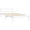 White Bed Frame with Headboard - Solid Pine Wood 100x200 cm